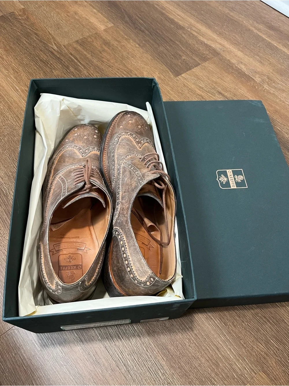 O’Keeffe Brown On Brown Wingtip Lace Up Dress Shoe Size 9